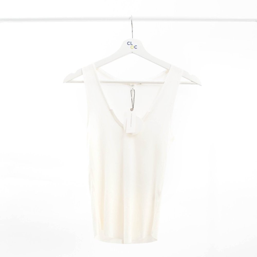 NIA White Ribbed Tank Top